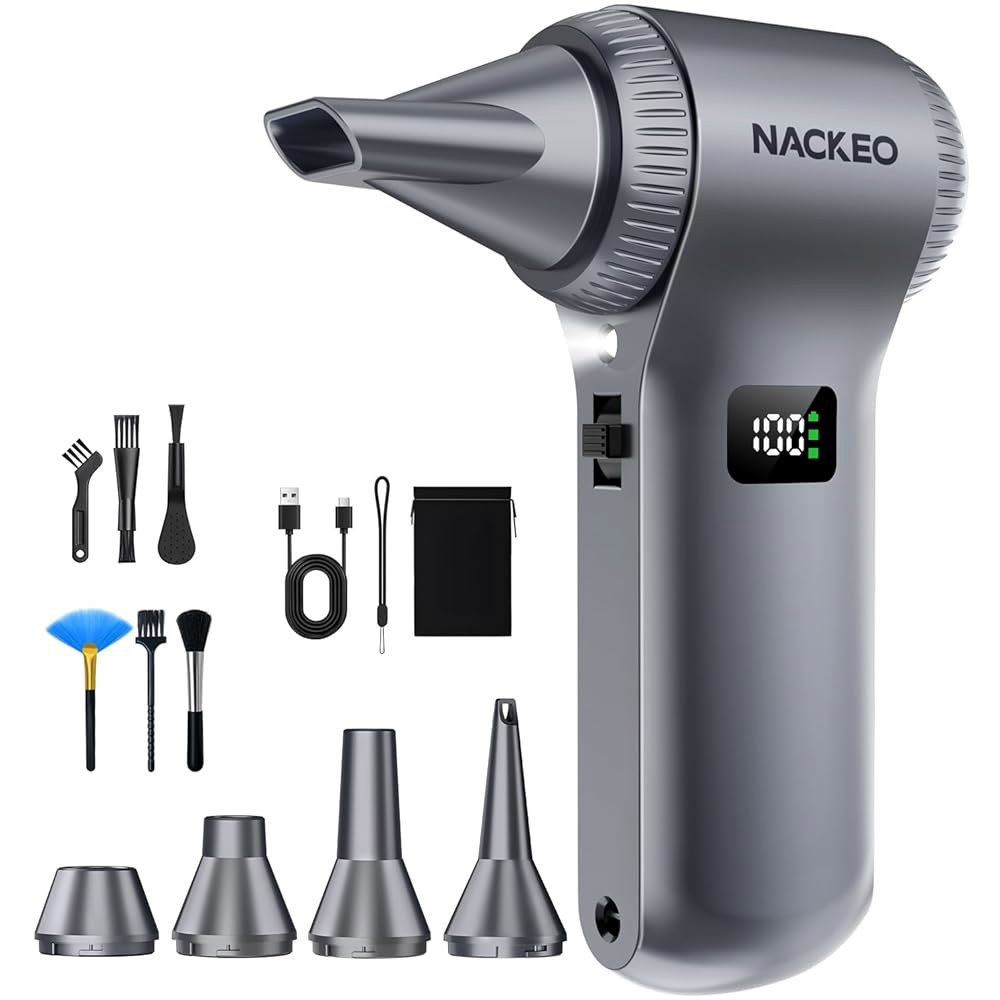 압축 공기 집진기-230000RPM 초강력 전기 집진기, LED 조명 및 디스플레이 화면이 있는 100레벨 조절식 송풍기, 컴퓨터, 키보드, 집, 실외 자동차용 먼지 송풍기 - 상품 이미지
