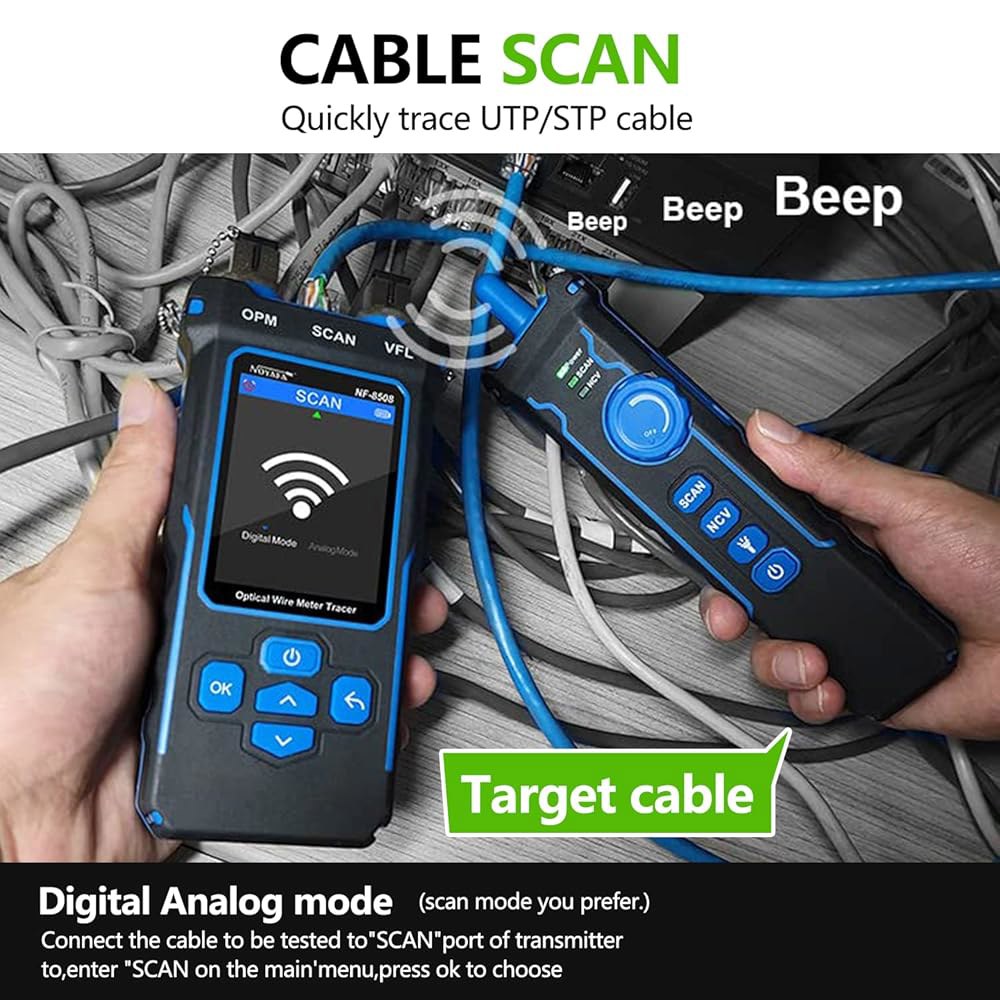 NOY NF-8508 7파장 광출력계, RJ11 RJ45 / PoE 테스터 CAT5 CAT6 NCV, 리튬 배터리 포함 네트워크 도구 - 상세 이미지 2