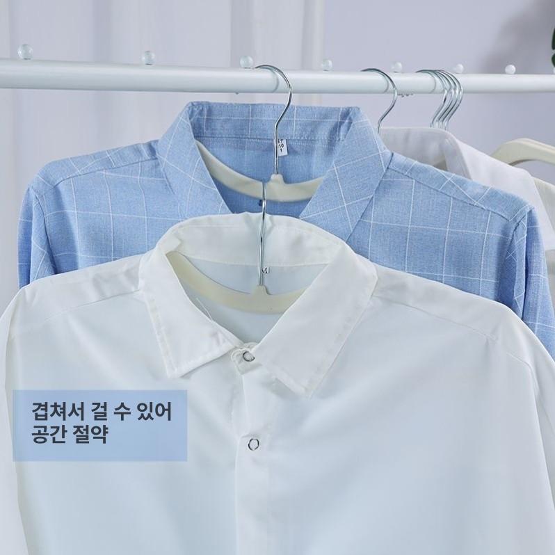 목 짧은 옷걸이 슬림 공간 미끄럼 절약 100개 블랙 방지 플란넬 니트 논슬립 옷가게 - 상세 이미지 5
