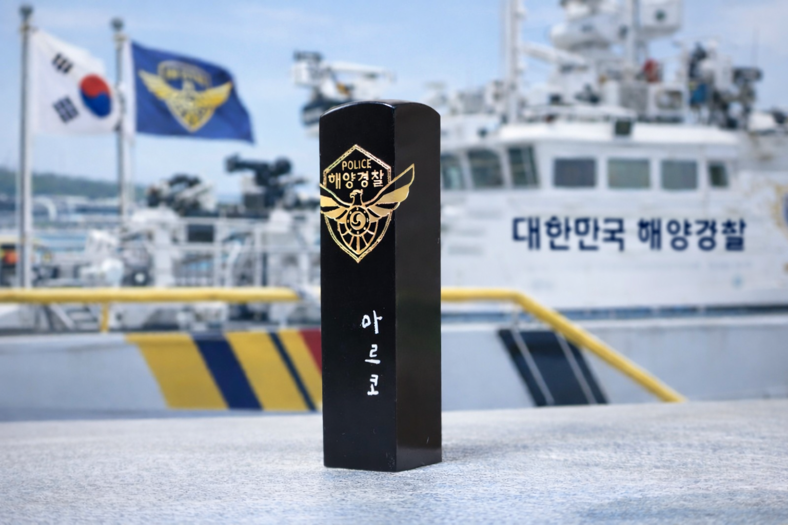 수제도장 해양경찰 흰꼬리수리 인감도장 임용 진급 영전 기념 선물 - 상품 이미지