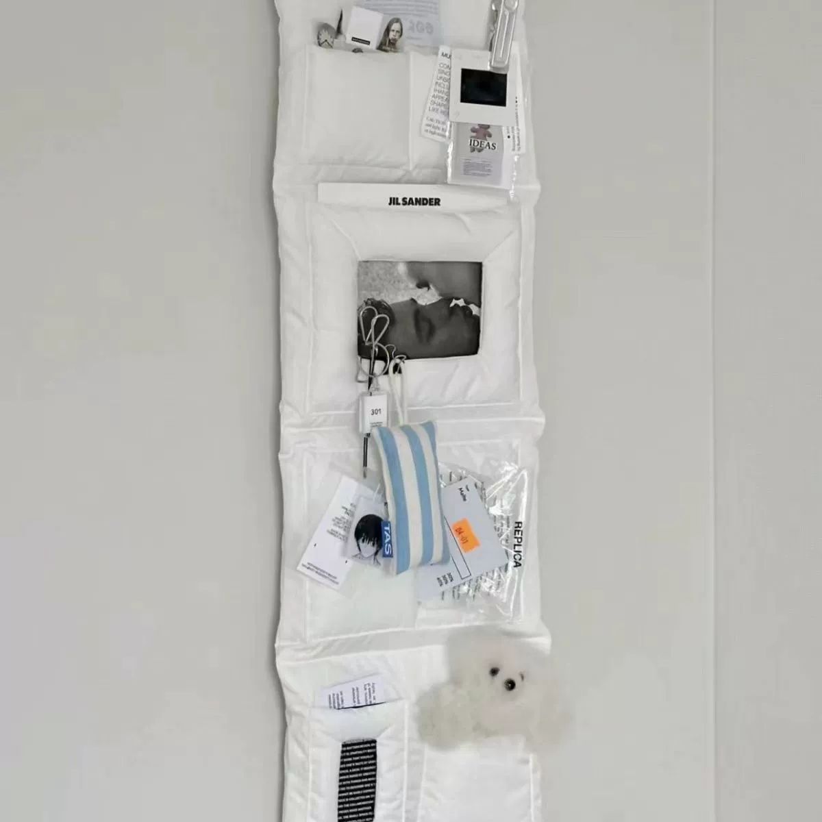 패브릭 수납함 액자형 수납걸이 문걸이 파우치 포켓 소품 화이트 약60 x 20cm - 상세 이미지 5