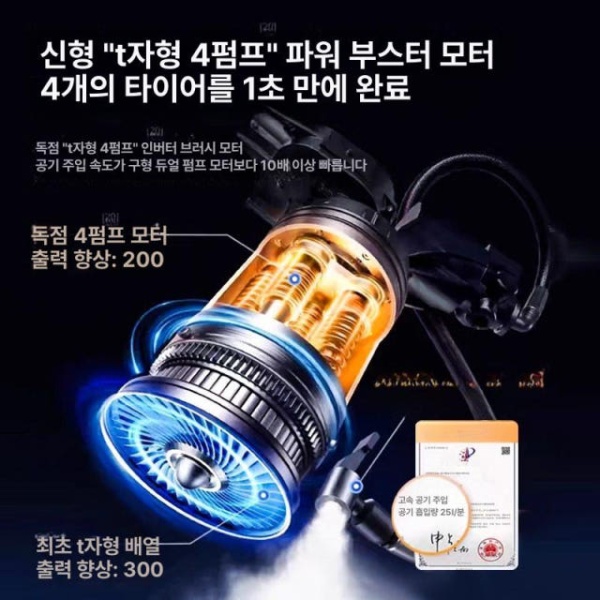 최강 다기능 자동차 점프스타터 타이어 공기압주입기 인플레이터 충전기 999799 78 클램프 1 자동정지 AI 스마트 듀얼 펌프 1초 가방 10b - 상세 이미지 3