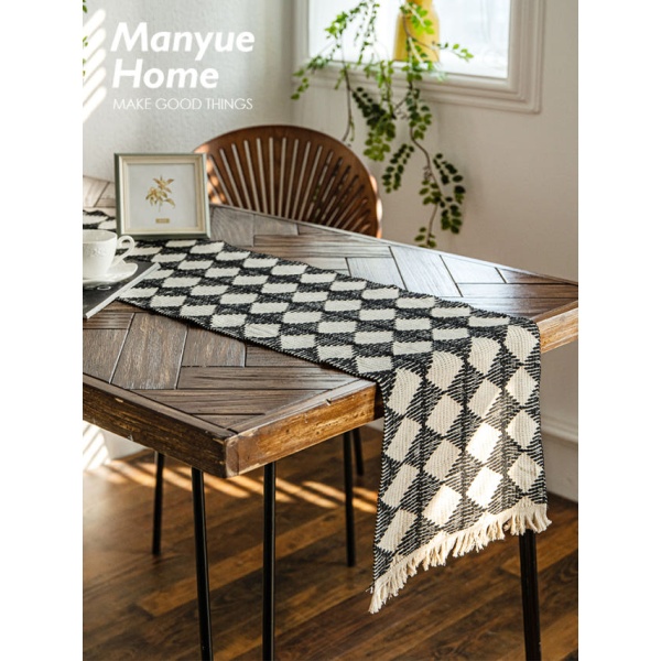 프리미엄 식탁 테이블보 커버 덮개 캠핑 방수 티테이블 린넨 비닐 블랙 스퀘어 35 x 140cm 블랙 스퀘어 35 x 120cm - 상세 이미지 2