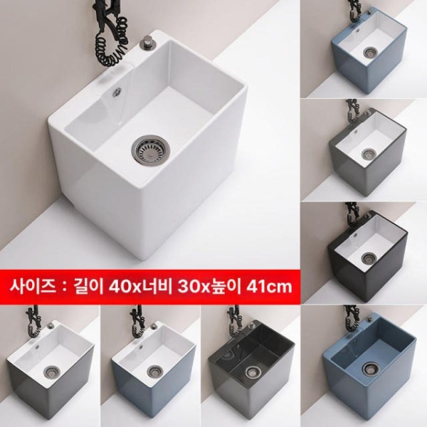 프리미엄 걸레 개수대 세면대 다용도 세척대 발코니 베란다 기둥형 화이트 화이트 - 상세 이미지 2