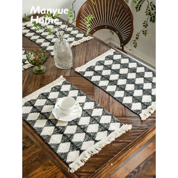 프리미엄 식탁 테이블보 커버 덮개 캠핑 방수 티테이블 린넨 비닐 블랙 스퀘어 35 x 140cm 블랙 스퀘어 35 x 120cm - 상세 이미지 4