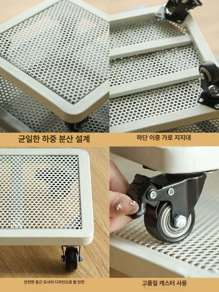 사각 화분 받침대 바퀴 25 달린 x 철제 트레이 운반 화이트 25 x 25cm - 상세 이미지 5