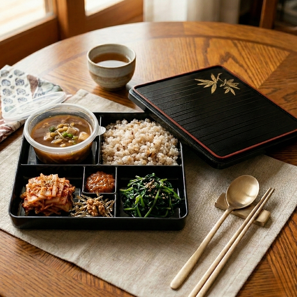 한일칠기 일식도시락 배달 칠기 티크 도시락 6호 A - 상품 이미지