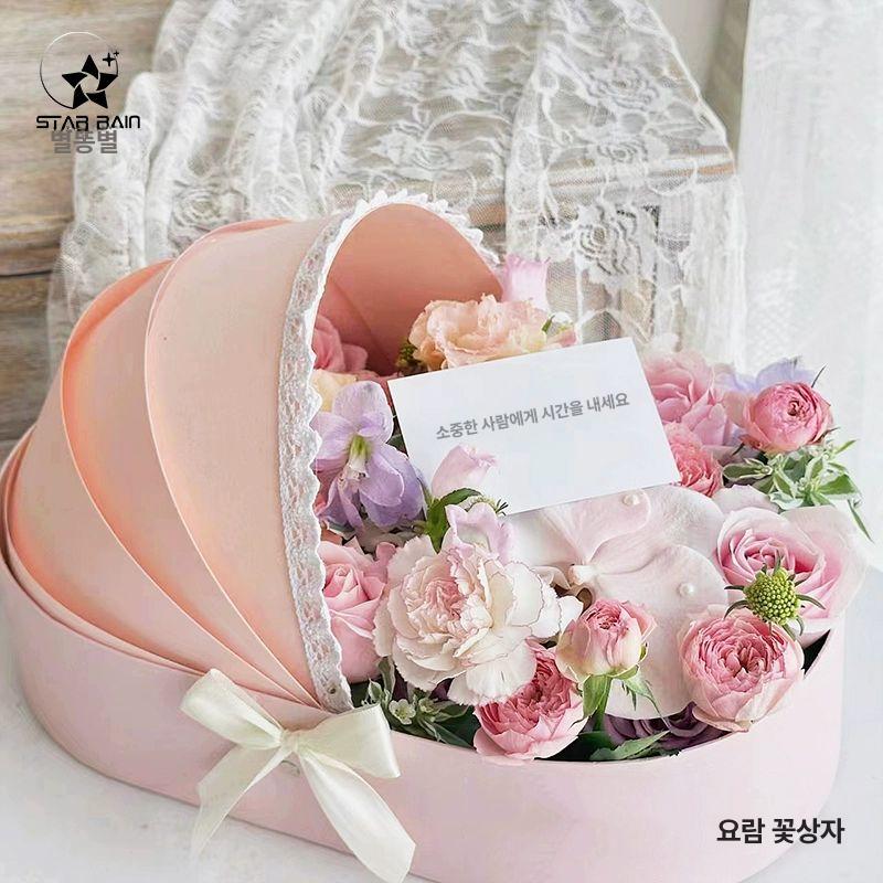 선물 포장상자 케이스 이미지 스티커 요람 꽃바구니 축하 흔들림 블루그레이 33.5 17.5 21cm - 상세 이미지 4