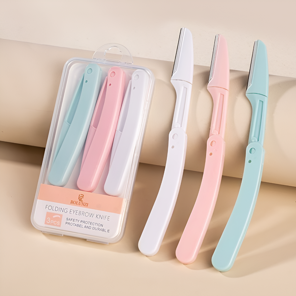 눈썹 정리 칼 세트 관리 도구 블랙 퍼플 3종세트 + 접이식 눈썹칼3P 이미지 6
