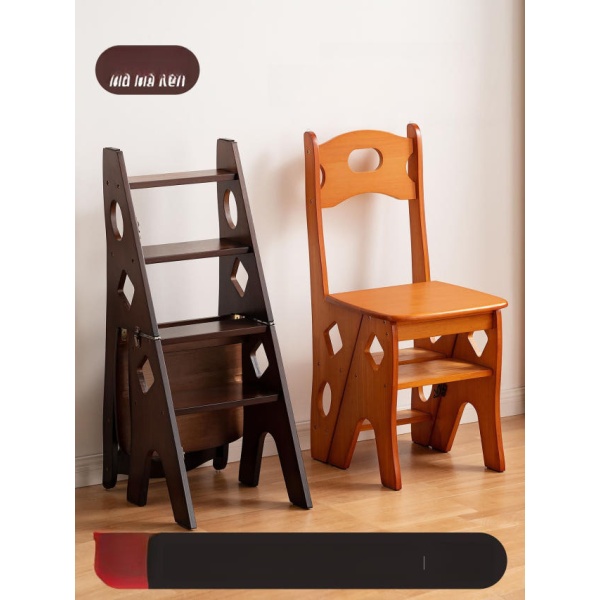 프리미엄 가정용 욕실 다용도 발판 보조의자 계단 순수원목 클래식 내추럴 우드 접이식 의자 클래식 내추럴 우드 순수원목 - 상품 이미지