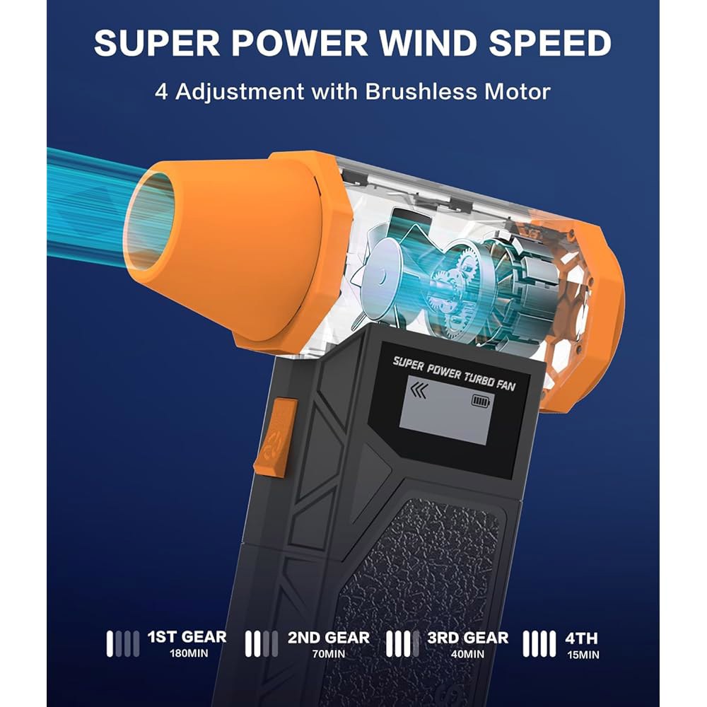 압축 공기 더스터, 300,000RPM 제트 팬 전기 송풍기, 탈착식 배터리 포함 무선 충전식 8000mAh 미니 디테일, 자동차, 컴퓨터, 전자제품 청소를 위한 4단 조절 가능 - 상세 이미지 3