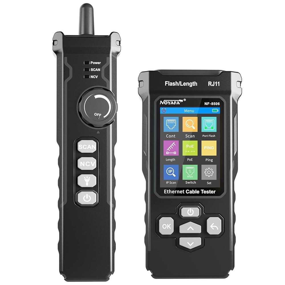 IP 스캔 기능이 있는 NOY NF-8506 네트워크 케이블 테스터, TDR CAT5 CAT6 이더넷 PoE 핑 테스트, 속도 포트 깜박임, RJ11 RJ45용 테스터 토너 - 상품 이미지