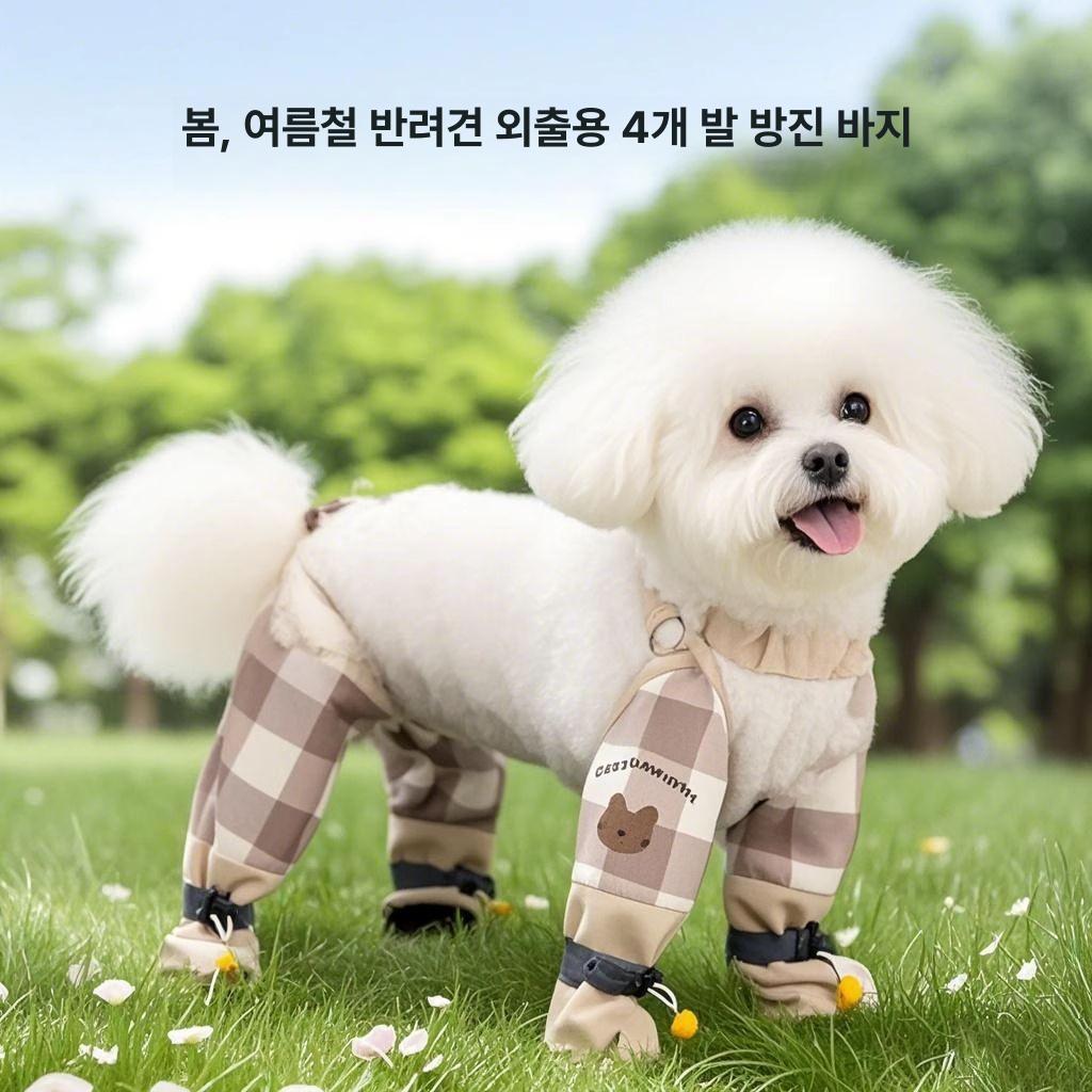 강아지 장화 야외 산책용 외출용 레인부츠 발토시 양말 로미브라운 체크 XXL 8.0-10.0kg - 상세 이미지 3