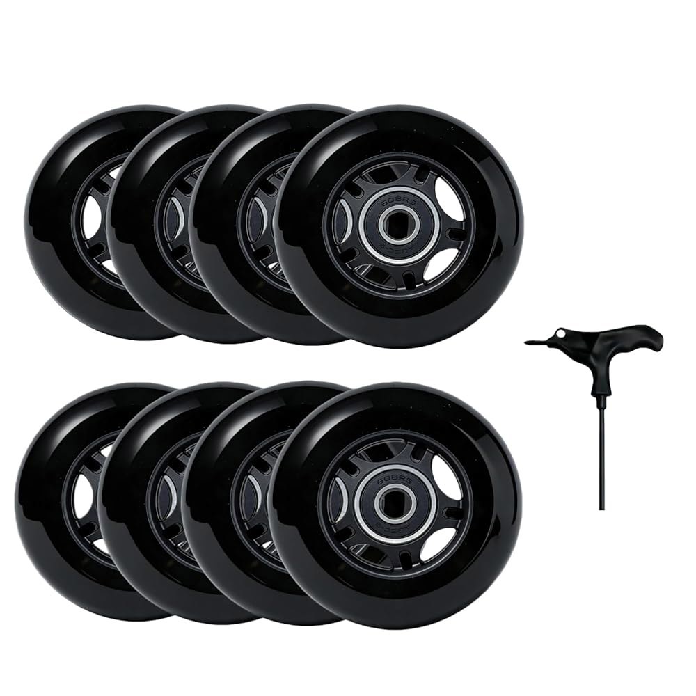 ABEC-9 베어링이 장착된 VORTRACK 8팩 인라인 스케이트 휠 85A, 64mm 70mm 72mm 76mm 80mm 크기, 롤러 하키, 스케이트, 스쿠터 및 수하물 수리용 - 상품 이미지
