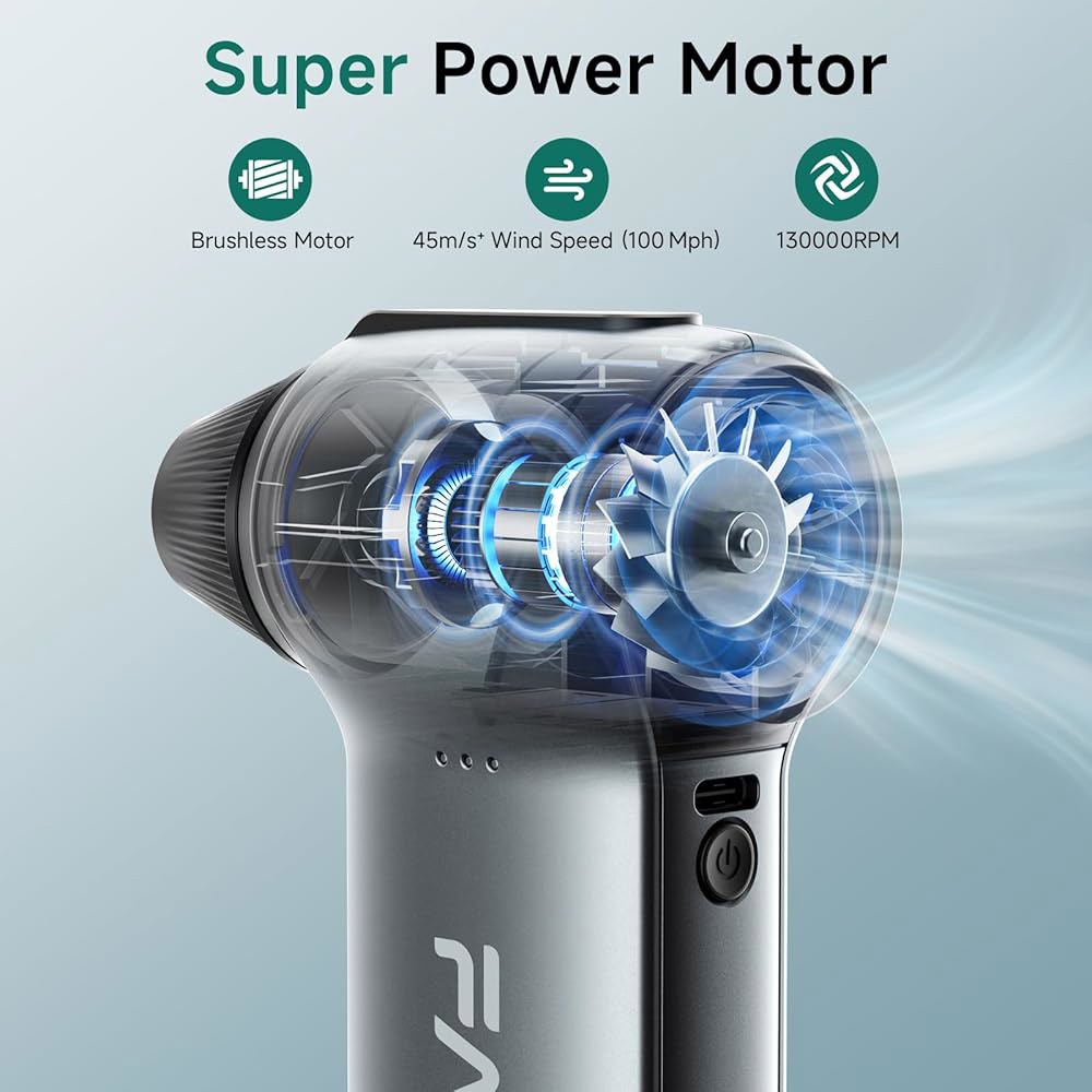 FANEAC X115 압축 공기 더스트 - 130000RPM 초강력 전기 더스트, 컴퓨터, 키보드, 전자제품 실내외용 3단 속도 미니 송풍기 - 상세 이미지 3