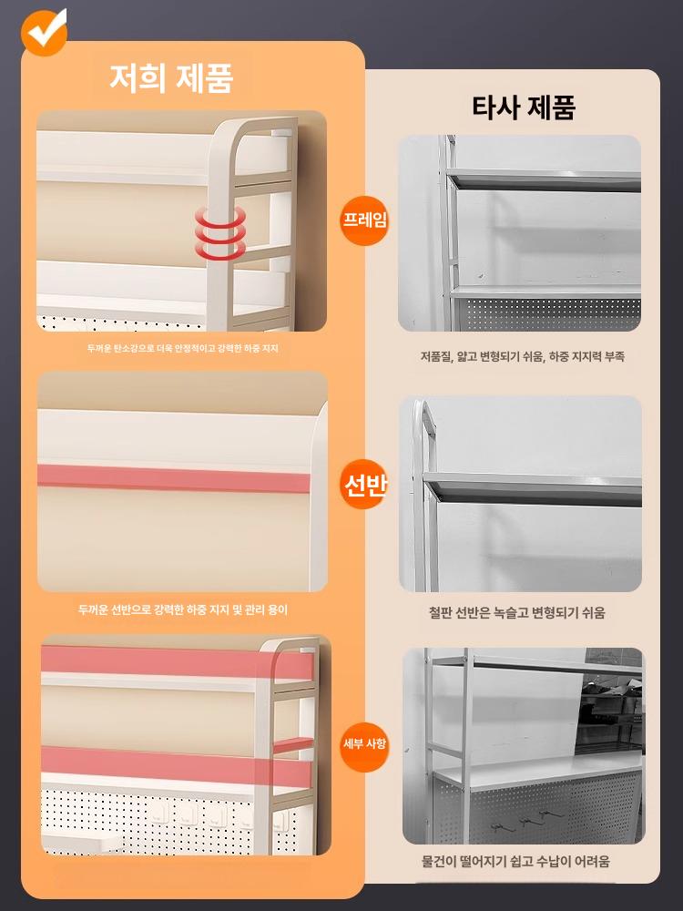 타공판 책장 철제책상 기숙사 선반 컴퓨터 수납 정리대 3단 75cm 화이트보드+화이트프레임 - 상세 이미지 3