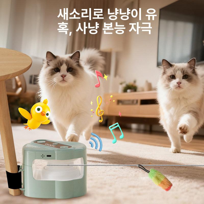 고양이 장난감 스마트 자동 새 소리나는 움직이는 볼 놀이 지능형 실감나는 그린 - 상세 이미지 2