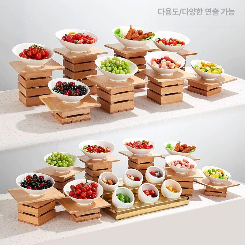 뷔페 그릇받침 호텔 거치대 플레이팅 과일 접시 디저트 세트 9 철제아트 - 상세 이미지 4