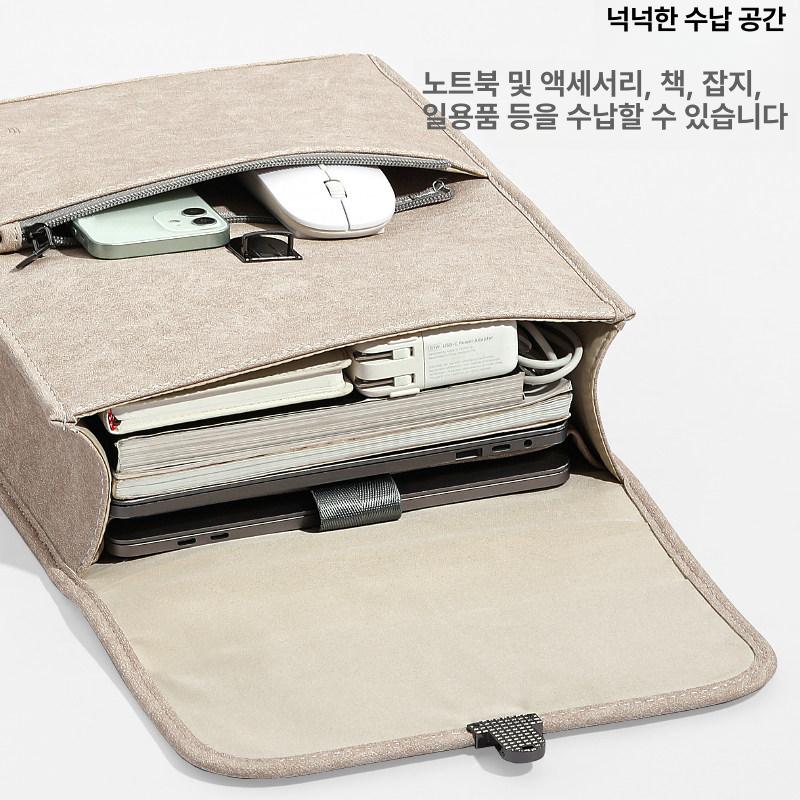 노트북 백팩 방진 대용량 가방14인치 15인치 16인치 수납 PC 비즈니스 학생 카키 14인치 - 상세 이미지 3