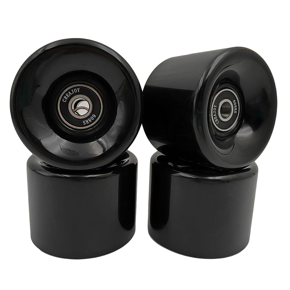 베어링이 있는 스케이트보드 휠, 경도 60mm 92a, 4개 세트(블랙) Black - 상품 이미지