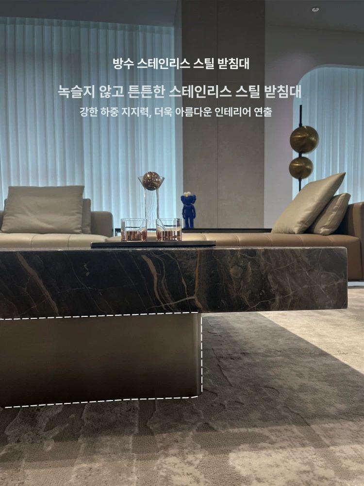 대리석 거실장 침실 모던 서랍형 선반형 티비장 소호 블랙 크리스탈 락 슬랩 0.9m - 상세 이미지 4