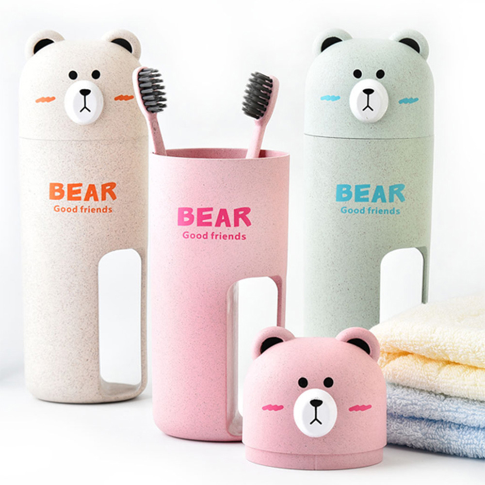 곰돌이칫솔통 휴대용 칫솔통 귀여운 곰돌이 칫솔케이스 어린이집 유치원 여행용 - 상품 이미지
