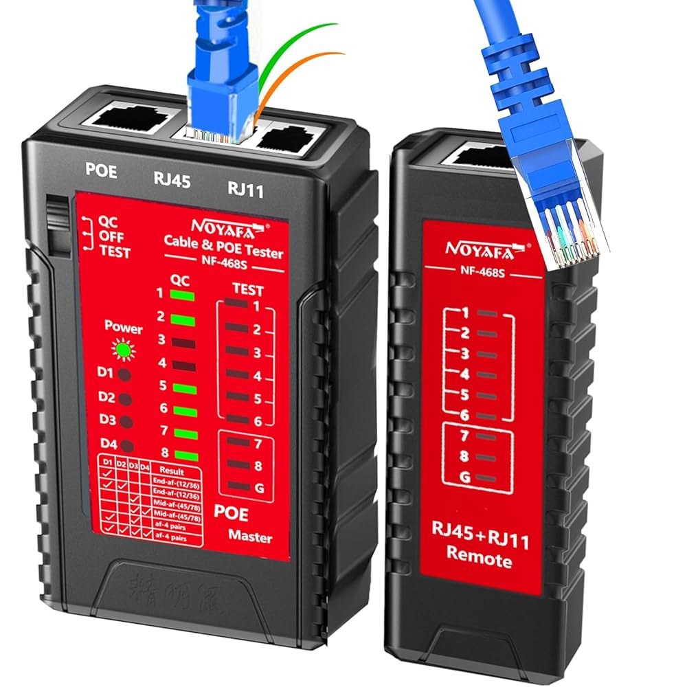 CAT5, CAT5E, CAT6, CAT6A, CAT7 POE 테스트 UTP / STP 케이블 체커 전화선 CAT3 매퍼 네트워크 도구용 JUWCE NF-468S RJ45 테스터 - 상품 이미지