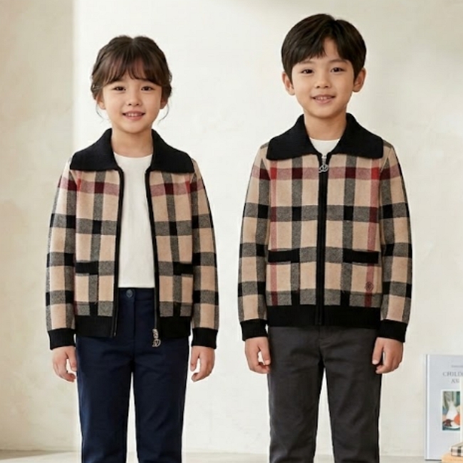닥스 공용 봄 전면 체크패턴 키즈 주니어 바람막이 자켓