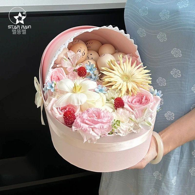 선물 포장상자 케이스 이미지 스티커 요람 꽃바구니 축하 흔들림 블루그레이 33.5 17.5 21cm - 상세 이미지 5