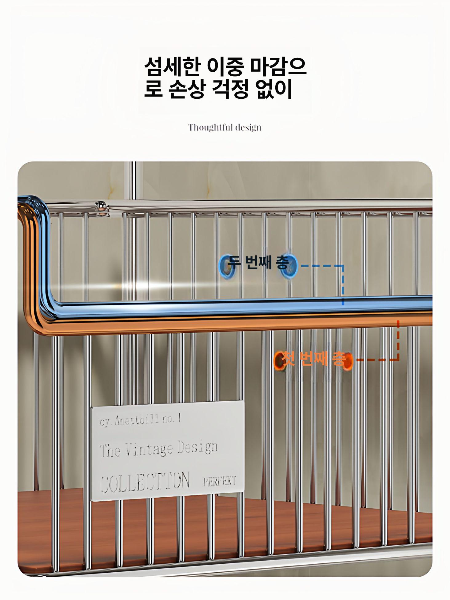 이동식 빨래바구니 3단 바퀴 빨래트롤리 달린 3단 바구니 카트+소형 행잉 바구니 - 상세 이미지 5