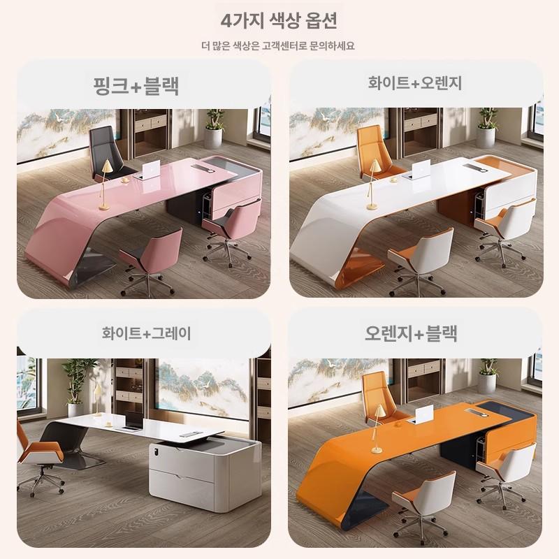 임원 책상 사무용 럭셔리 컴퓨터용 집무실 중역가구 대표 2.8m 임원용 책상 오른쪽긴캐비닛 - 상세 이미지 5