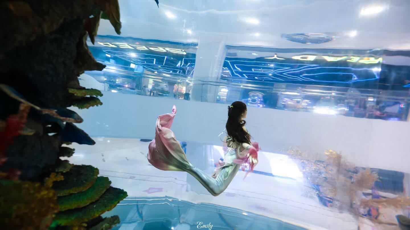 머메이드아웃핏 아쿠아리움 수족관 인어공주 수중 공연복 그린핑크 S 이미지 7