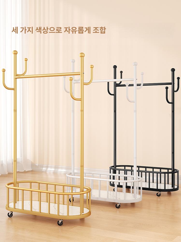 이동식 철제 행거 코트랙 매장 옷걸이 긴옷 수납 바구니 선반형 - 상세 이미지 5