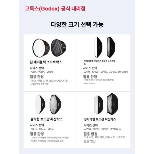 프로페셔널 파라볼릭 조명 스트로보용 60x60cm 정사각 소프트박스 지속광 호환용 정사각 60 x 60cm - 상세 이미지 2
