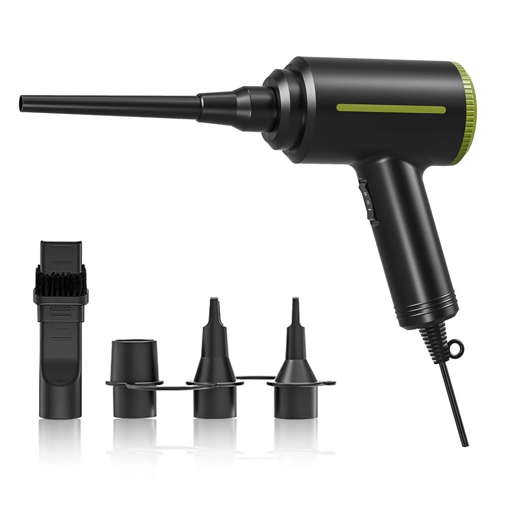 ATEngeus 전기 에어 더스터 - 2단, 40000RPM 블로워 및 펌프, 컴퓨터 키보드, 먼지, 머리카락에 재사용 가능 Green - 상품 이미지