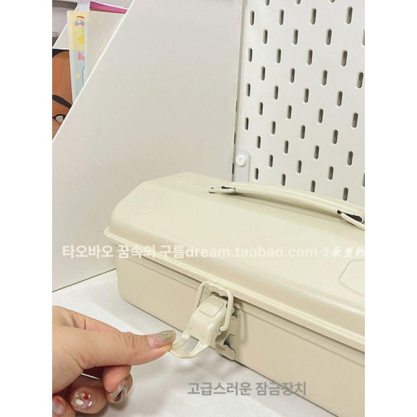 감성 철제 빈티지 틴케이스 크림옐로우 휴대용 레트로 소품 보관함 소품함 박스 1개 화이트 철제 박스 1개 - 상세 이미지 5