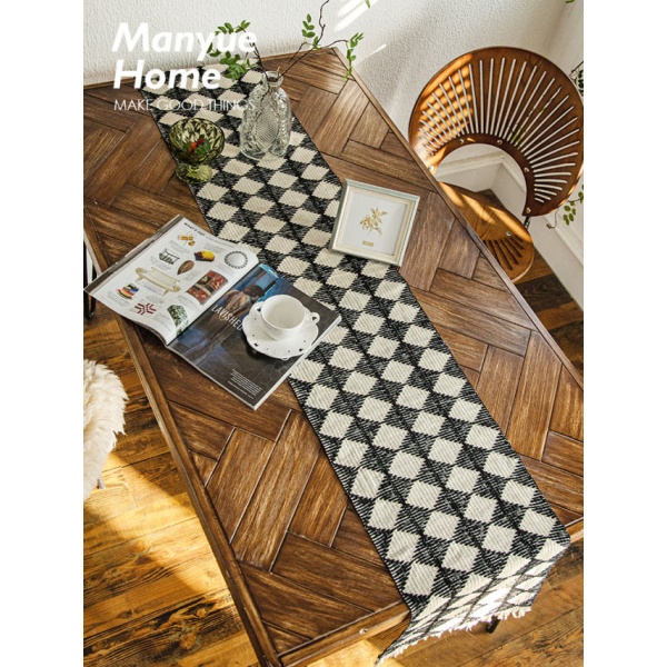 프리미엄 식탁 테이블보 커버 덮개 캠핑 방수 티테이블 린넨 비닐 블랙 스퀘어 35 x 140cm 블랙 스퀘어 35 x 120cm - 상세 이미지 3