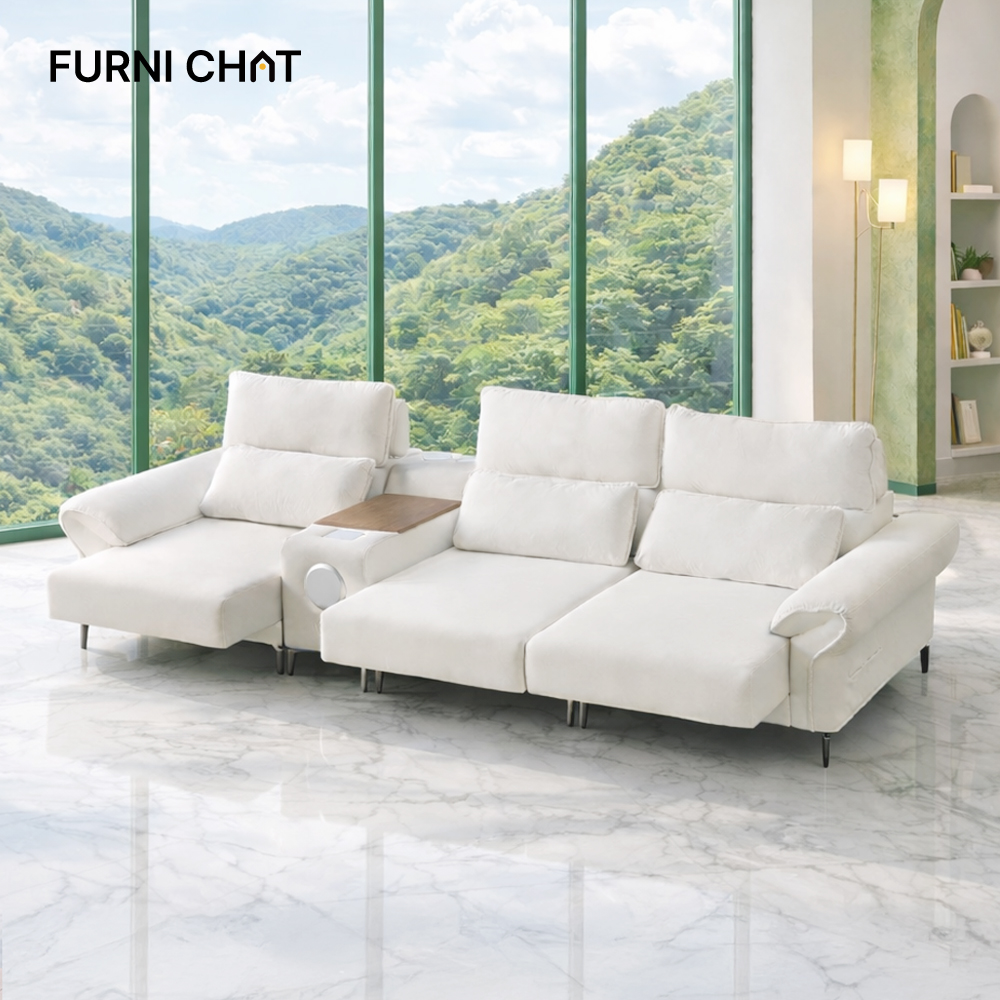 퍼니챗 몬스터 4인용 패브릭 리클라이너 소파 이지클린 슬라이딩 무빙 모션