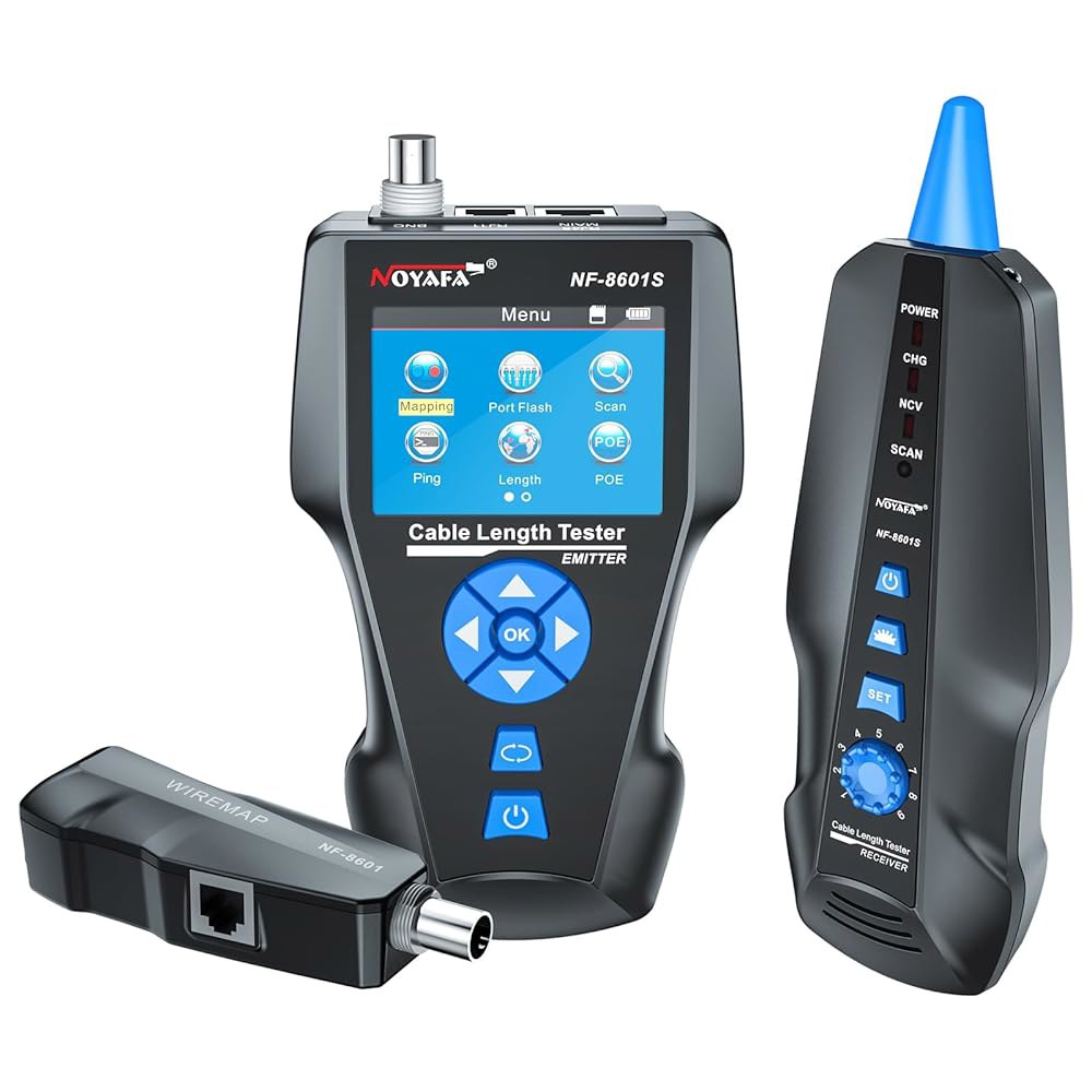 NOY NF-8601S 네트워크 케이블 테스터, LED 스크린이 있는 이더넷 테스터 케이블, RJ45 / RJ11 BNC 금속 케이블에 대한 PoE 테스트, 핑 라인 트레이서에 - 상품 이미지