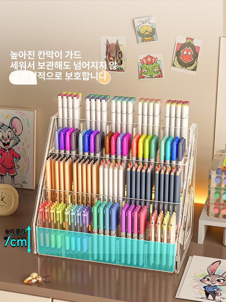 대용량 볼펜 보관함 사무실 필기구 정리함 문구 홀더 4단 20칸 - 상세 이미지 5