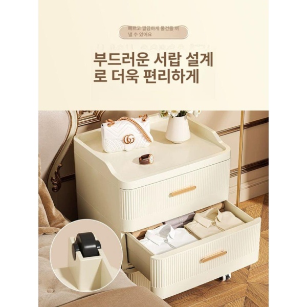 모던 철제 4단 36cm 서랍형 수납함 수납선반 서랍장 트롤리 42cm 2단 - 상세 이미지 4