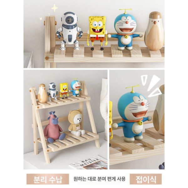 모던 원목 침실 서재 화분 주방 간단한 2칸 탁상 거치대 수납 접이식 무칸막이 간단한 무칸막이 2칸 - 상세 이미지 4