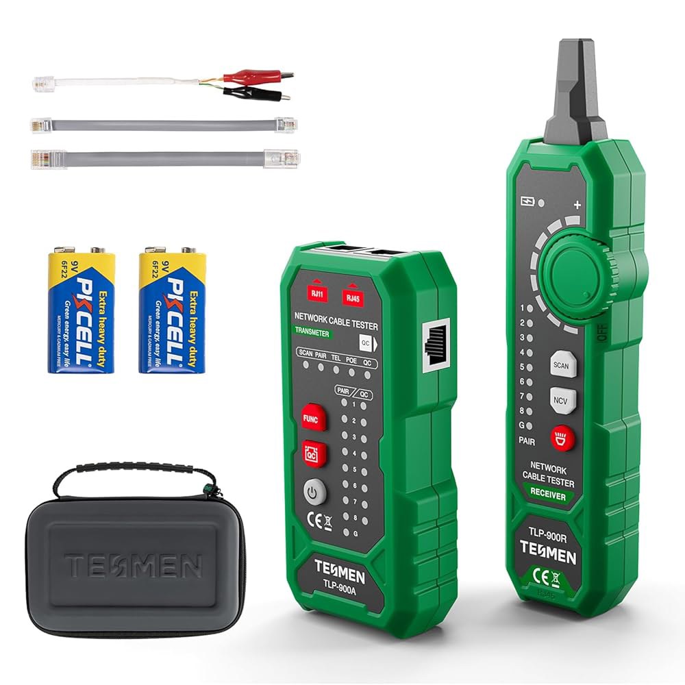 TESMEN TLP-900AR 네트워크 케이블 테스터, RJ11 RJ45, CAT5 /6 /POE / STP용, 페어링, 연속성, QC&NCV를 갖춘 다기능 트레이서, 이더넷, - 상품 이미지