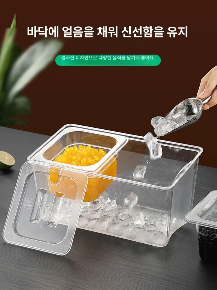 업소용 반찬통 식재료 보관통 단무지 밧드 식당 투명 PP 투명 선반 2칸 스틸 박스 투명 뚜껑 - 상세 이미지 4