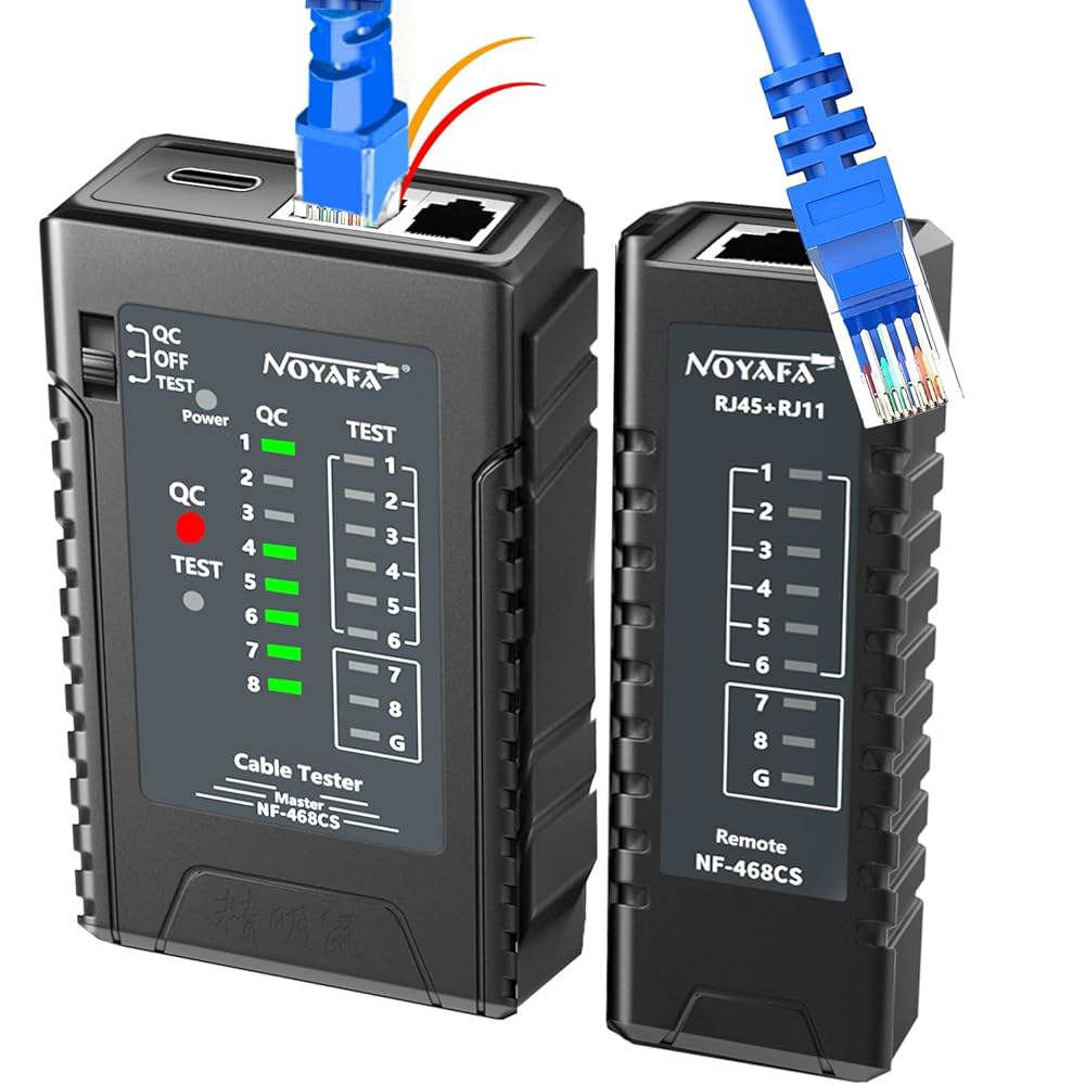 NF-468CS 네트워크 케이블 테스터, RJ45 / RJ11 CAT5 CAT6 CAT5E CAT6A CAT7 POE 테스트 UTP STP 연속성 테스터 이더넷 매퍼 전화선 CAT - 상품 이미지
