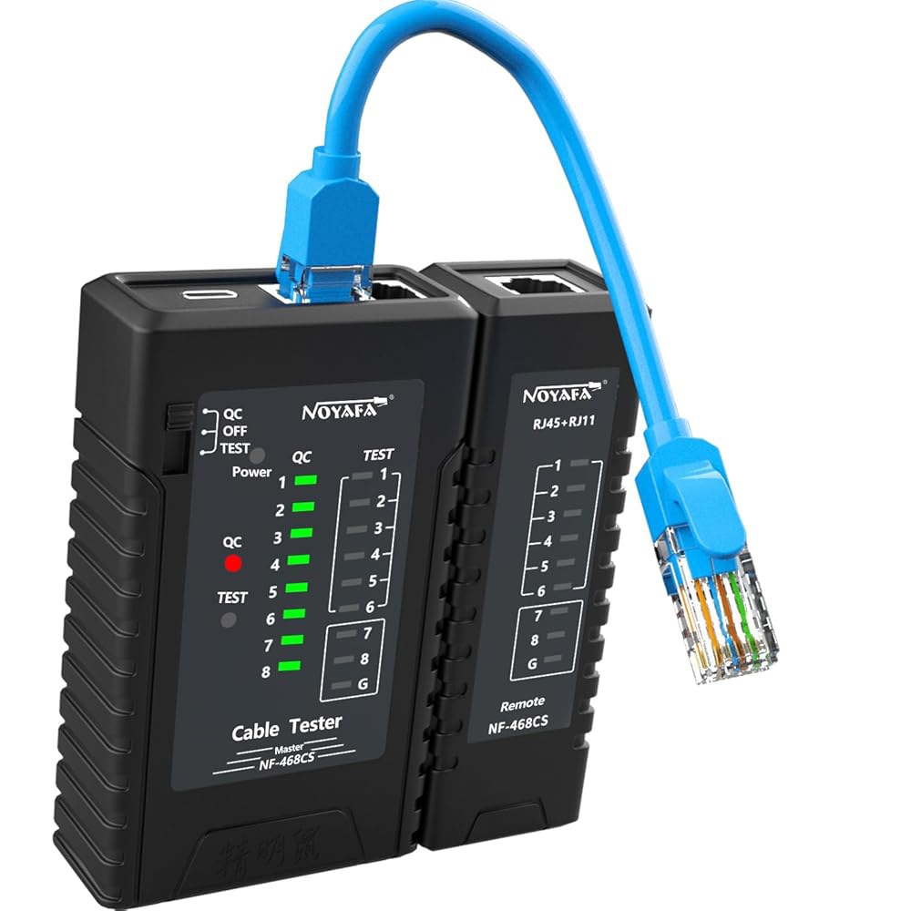 YILTION NF-468CS 네트워크 케이블 테스터 전화 및 연속성 이더넷 매퍼 RJ45 / RJ11 RJ12 CAT5 CAT6 POE 테스트 UTP STP 도구 (블랙) - 상품 이미지
