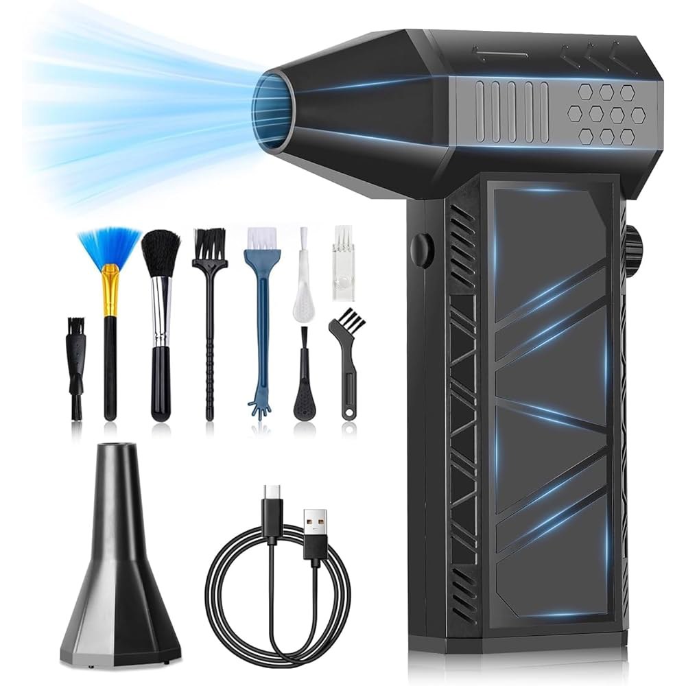 압축 공기 먼지기 130000RPM 전기 조절식 송풍기, 키보드, PC, 자동차, 에어 베드 실외 및 가정 청소용 무선 터보 팬 건조기 충전식 제트 드라이 송풍기 - 상품 이미지