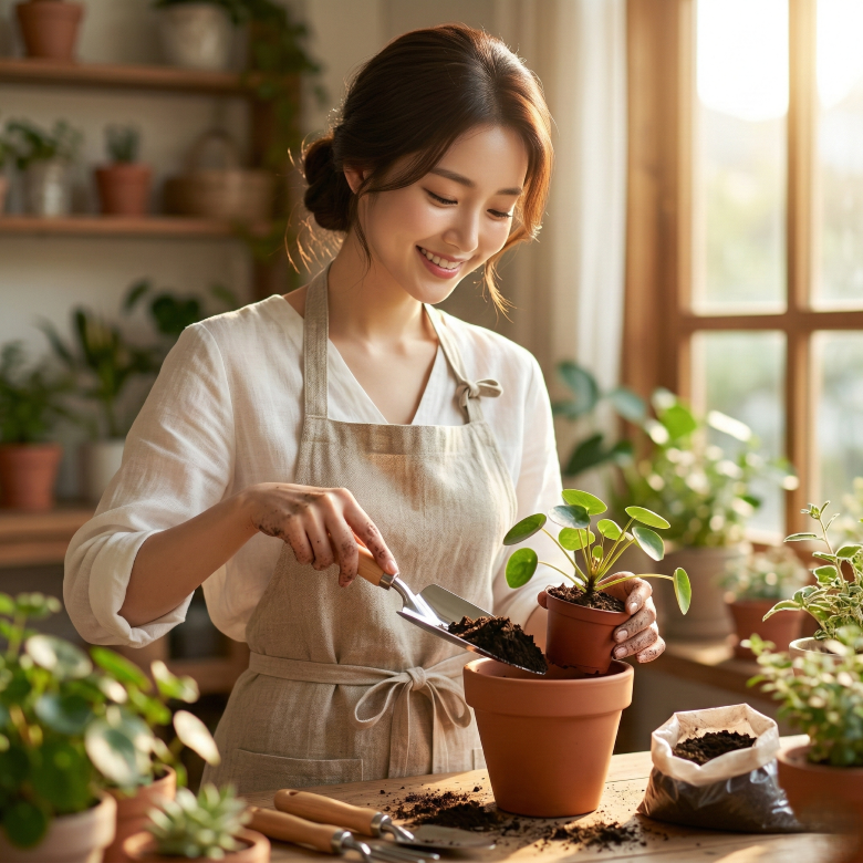 우드 홈가드닝 미니 화분 분갈이 도구 세트 스텐 꽃삽 베란다 텃밭 이미지 8