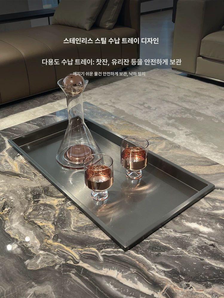 대리석 거실장 침실 모던 서랍형 선반형 티비장 소호 블랙 크리스탈 락 슬랩 0.9m - 상세 이미지 5
