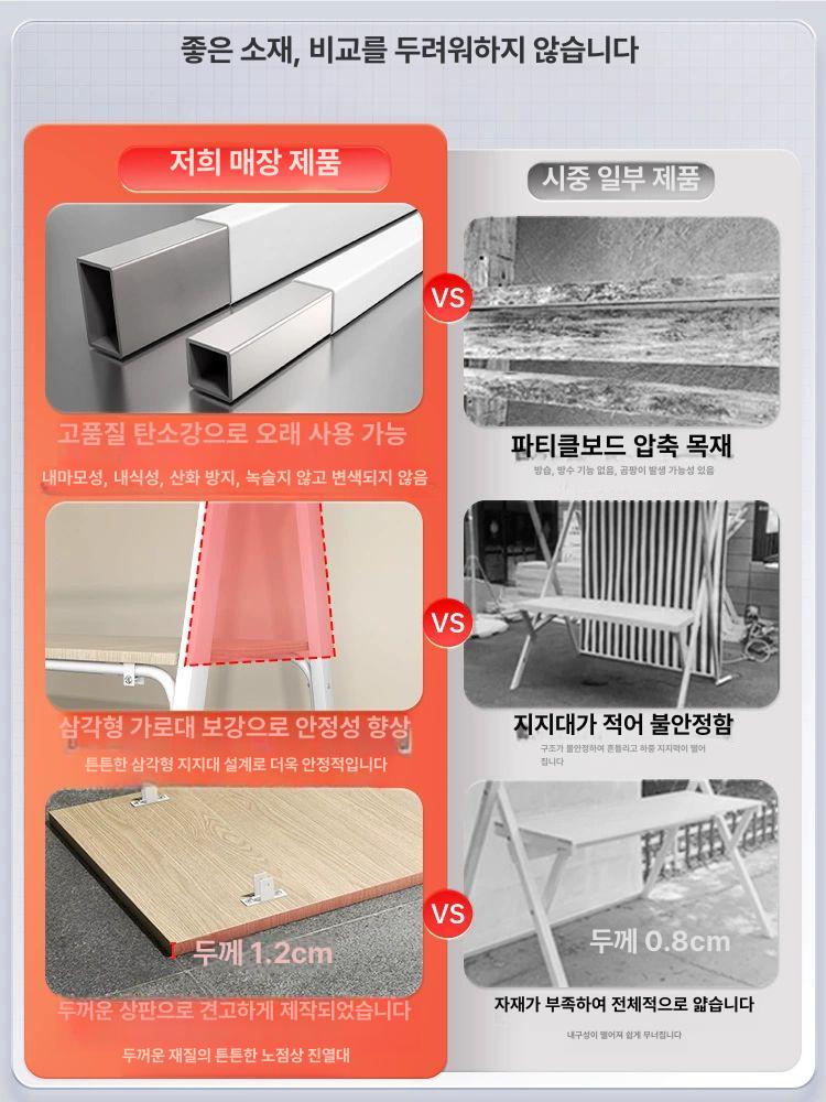 플리마켓 매대 포장마차 접이식 바퀴 달린 간식 판매대 잠금 정지 기능 360도 130 A - 상세 이미지 2